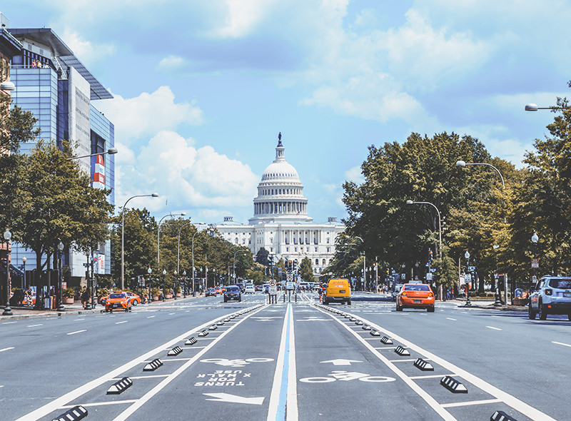 A side view of the Capital Building in Washington DC